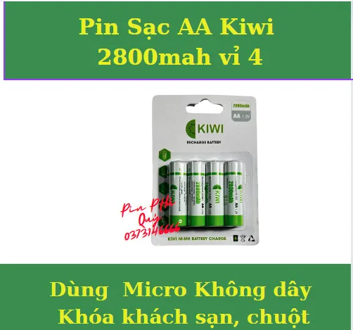 Pin Sạc aa Kiwi 2800mah vỉ 4 viên chính hãng - Pin Phú Quý