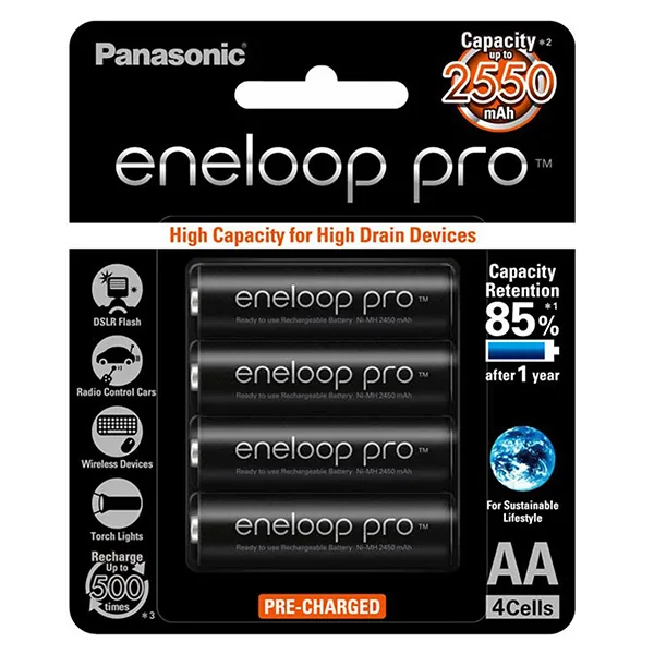 Pin sạc AA Panasonic Eneloop 2500 mAh vỉ 4 viên - Pin Phú Quý