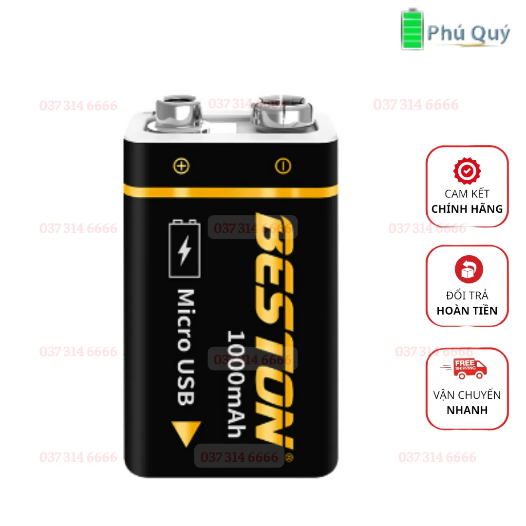 Pin sạc Beston 9V lithium 1000mah hình vuông - Pin Phú Quý