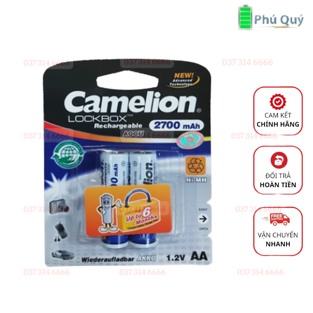 Pin sạc Máy đo huyết áp tiểu đường Camelion NH-AA2700LBP2 (AA2700mAh) - Pin Phú Quý