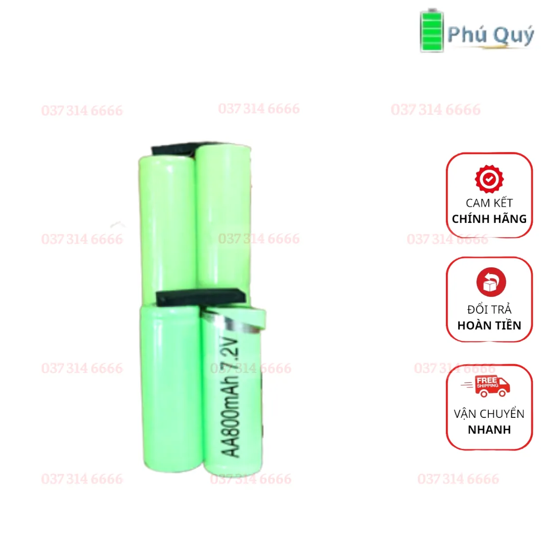 Pin sạc NiMh 7.2v-AA800mAh; Pin chổi đa năng 7.2v-AA800mAh chính hãng _Bảo hành 6 tháng | CÒN HÀNG - Pin Phú Quý