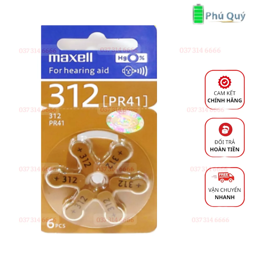 Pin trợ thính Maxell PR41 /Pin 312, Pin máy điếc Maxell PR1 /Pin 312 - Pin Phú Quý