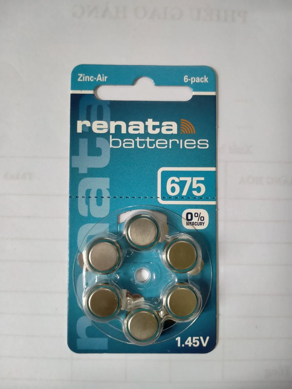 Pin trợ thính Renata 675 vỉ 6 viên chính hãng