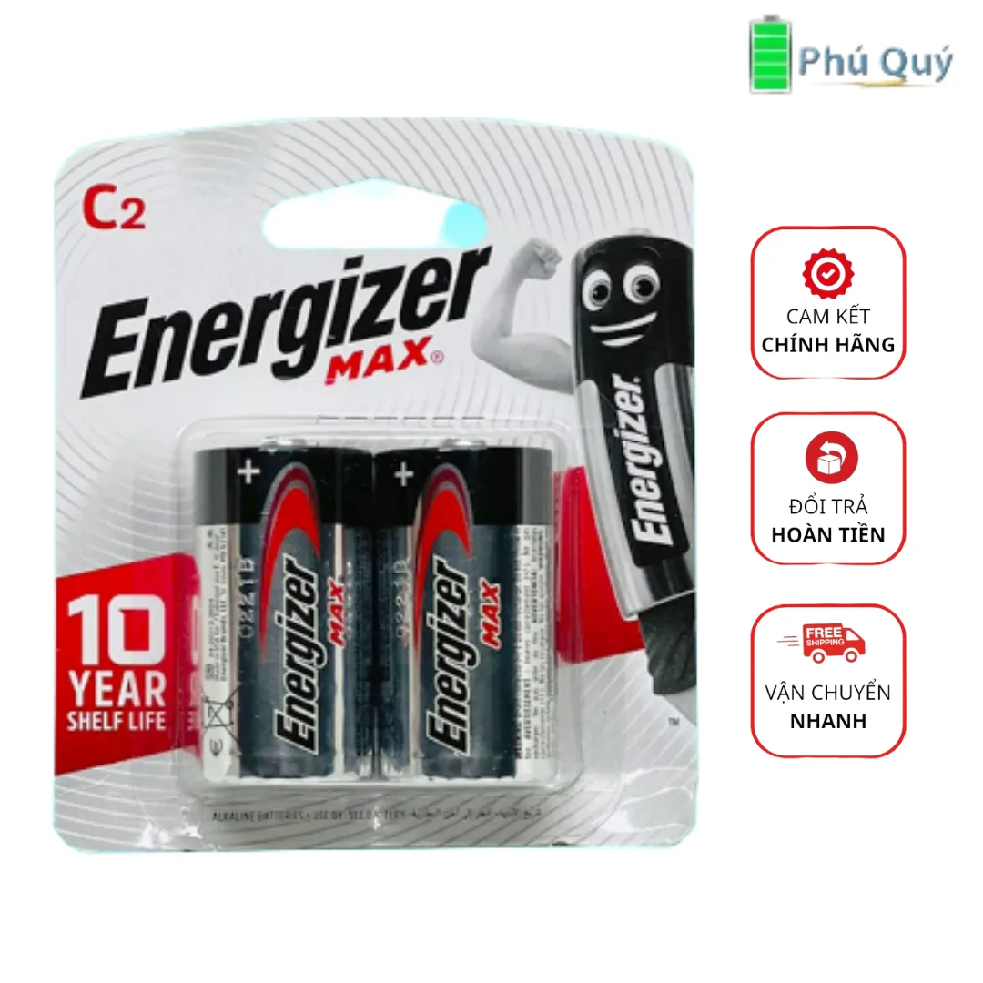 Pin C trung Energizer Max E93 vỉ 2 viên - Pin Phú Quý