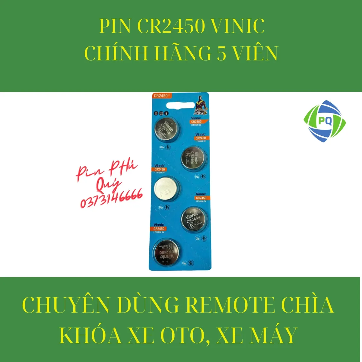 Pin Vinnic cr2450 3v chính hãng vỉ 5 viên - Pin Phú Quý
