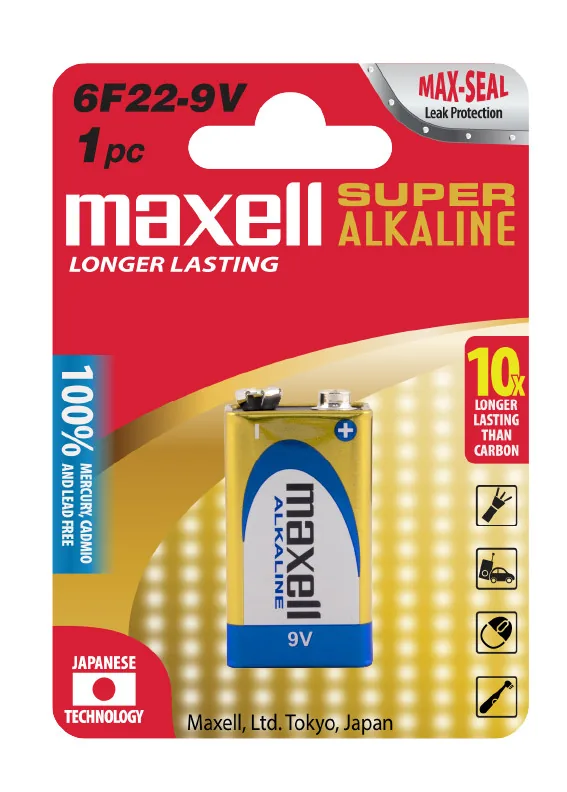 Pin vuông maxell 9v alkaline chính hãng vỉ 1 viên - Pin Phú Quý