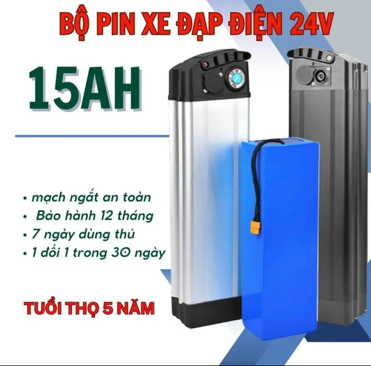 Pin Xe đạp điện 24V 15AH Chính Hãng, giá rẻ - Pin Phú Quý