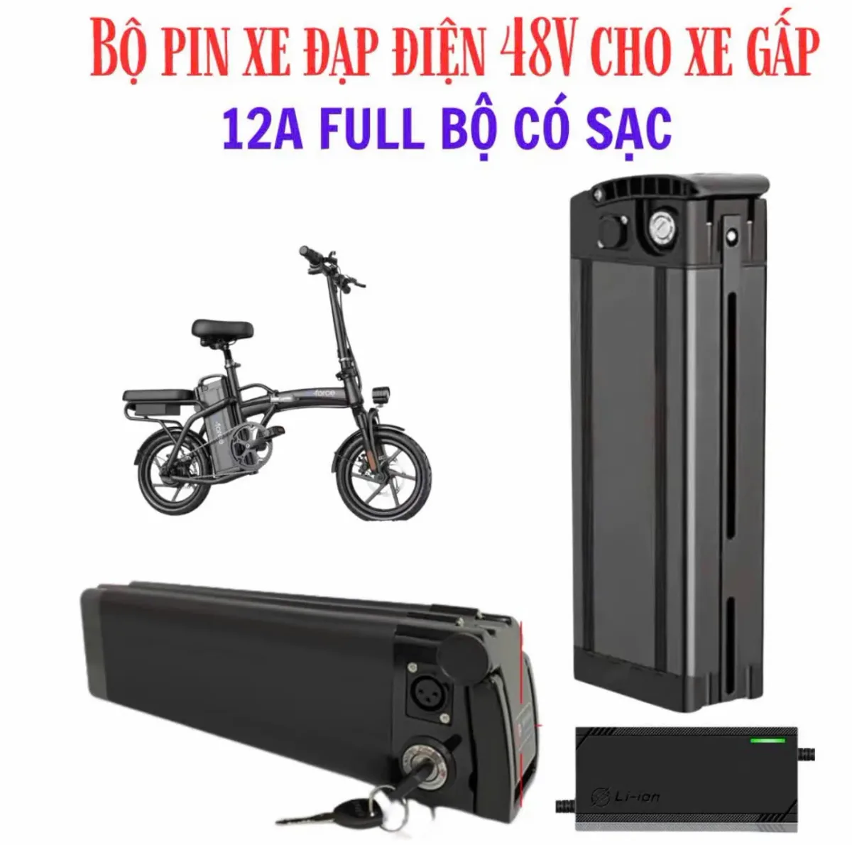 pin xe dap dien cho xe gap 48v 12A