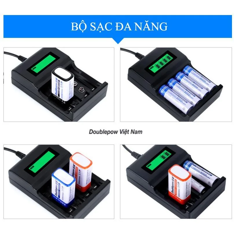 Sạc Pin Đa Năng AA AAA 9V Tự Ngắt Doublepow DP-UK95