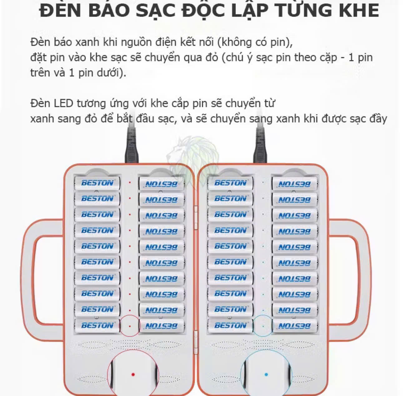 Bộ sạc pin 40 khe BST-C880 có đèn báo sạc, sạc nhanh và tự ngắt khi đầy - Ảnh 3
