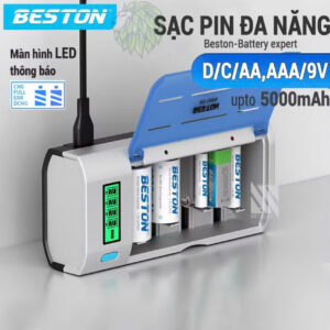 Bộ sạc pin đa năng Beston C906W/C821BW Tự Ngắt có màn hình sạc nhiều loại pin