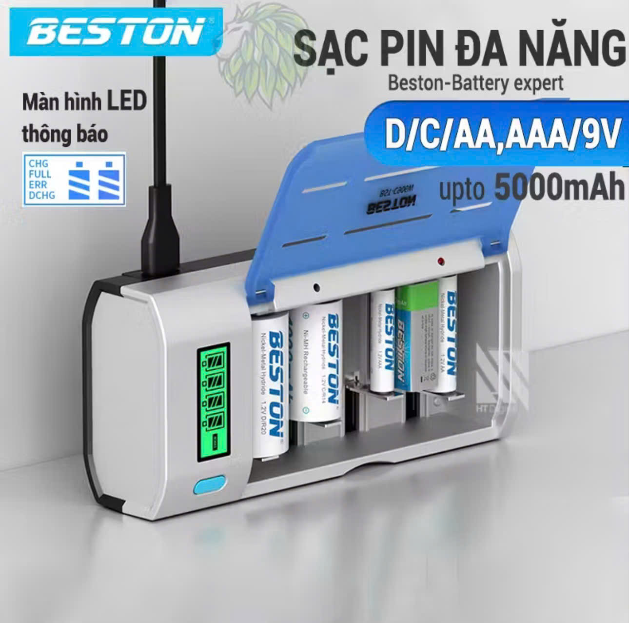 Bộ sạc pin đa năng Beston C906W/C821BW Tự Ngắt có màn hình sạc nhiều loại pin