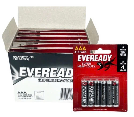 PIN AAA EVEREADY SUPER H.DUTY 1212 BP4+2 Vỉ 6 Viên