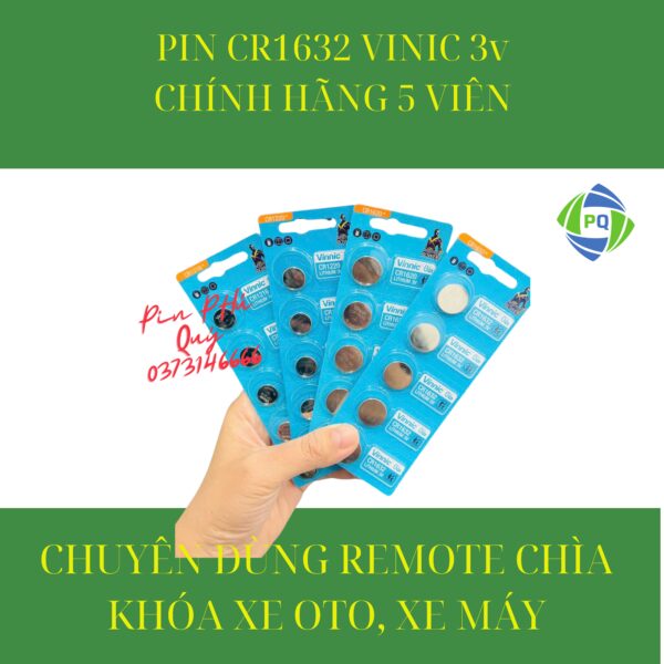 Pin Vinnic Cr1632 chính hãng, vỉ 5 viên giá rẻ