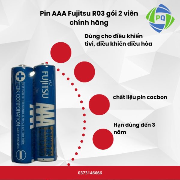 Pin AAA Fujitsu R03 gói 2 viên chính hãng