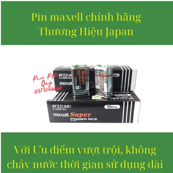 Pin Vuông (9v)  Maxell  6f22 vỉ 1 viên chính hãng