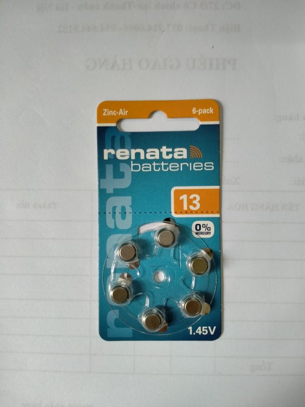 Pin trợ thính Renata A13 vỉ 6 viên chính hãng
